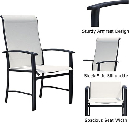 Patio Dining Chairs Set of 6, Outdoor Dining Chairs with High Back, Metal Outdoor Chair Set with Comfort and Durability, Patio Chair for Deck Lawn Kitchen Garden Backyard, Oyster Beige