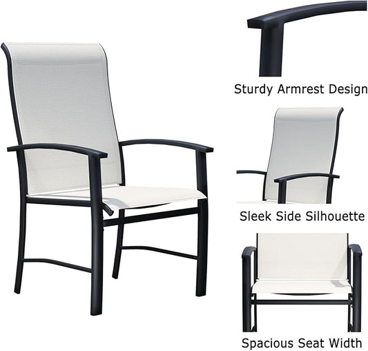 Patio Dining Chairs Set of 6, Outdoor Dining Chairs with High Back, Metal Outdoor Chair Set with Comfort and Durability, Patio Chair for Deck Lawn Kitchen Garden Backyard, Oyster Beige