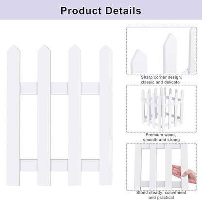 RUODON 4 Pack Thick Christmas Tree Fences White Wooden Picket Fences Tree Fence Border Decoration for Xmas Wedding Party Decor Garden Home, 15.7 x 12 Inches