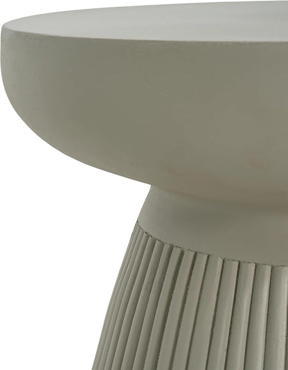 Christopher Knight Home Luce 20" Indoor Outdoor Round Top Accent Table, Patio Decorative End Side Table, Lightweight Concrete Garden Stool for Patio Living Room Balcony & Garden Decor, Sand Gray