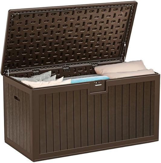 YITAHOME XL 180 Gallon Large Deck Box,Outdoor Storage for Patio Furniture Cushions,Garden Tools,Waterproof,Lockable (Black)