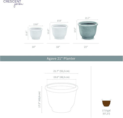 Crescent Garden Agave Planter, Classic Lightweight Resin Planter - UV-Resistant Flower Pots - Indoor & Outdoor Pot for Flowers, Houseplant, Herbs, 21" W x 17" H (Rust)