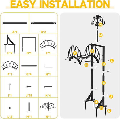 COZEER Garden Hose Holder with Shepherds Hooks, Water Hose Holders for Outside, Freestanding Hose Stand Heavy Duty Hose Hanger Storage Rack for Yard Lawn Farm