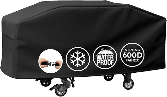 MR. COVER Upgraded for Blackstone 36 Inch Griddle, 600D Heavy Duty Waterproof Cover with Large Air Vent and Straps, Also Fits More 4-Burner Flap Top Grill, Black