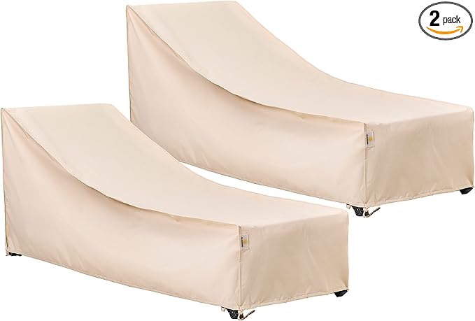 F&J Outdoors Waterproof UV Resistant Heavy Duty Patio Chaise Lounge Chair Cover, 2Pack, 79"Lx30"Wx30"H, Beige