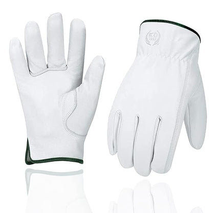 Leather Work Gloves, Gardening Gloves for Women and Men, Soft and Thin Goatskin Garden Gloves for Outdoor Yard Garden, S
