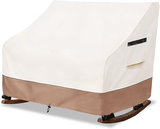 50" Double-Wide Outdoor Rocking Chair Cover, Waterproof & Dust Proof Patio Furniture Covers, Patio Chair Covers 51"W x 34"D x 45"H(Beige)