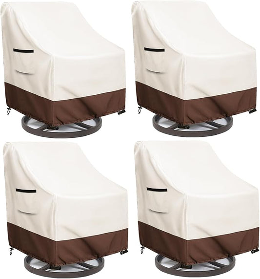 Waterproof 4 Pack Outdoor Swivel Chair Cover for Patio Chair Size Up to 30" W x 34" D x 36" H inch,Outdoor Lawn Patio Furniture Covers (Beige)