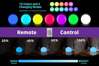 YESIE 6-Inch Floating Pool Light, Rechargeable LED Ball Light, Remote Control, Hot tub Accessories,Bathtub Lamp,16 RGB Colors Outdoor Patio Orb Decoration