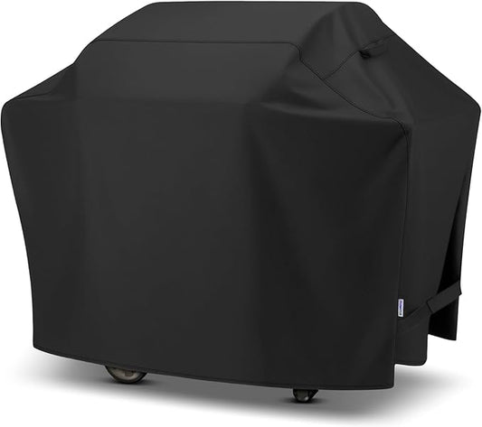 SunPatio Barbecue Grill Cover 65 Inch, Outdoor Heavy Duty Waterproof Charcoal Gas Grill Cover, Fade Resistant, All Weather Protection Compatible for Weber Charbroil Nexgrill and More, Black