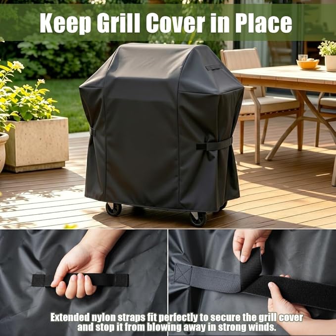 Grill Cover, 45-inch Heavy Duty Oxford Outside Waterproof Grill Covers, Dust-Proof Windproof UV Resistant BBQ Gas Cover Fit Most Brands Char Broil, Weber, Brinkmann, Holland