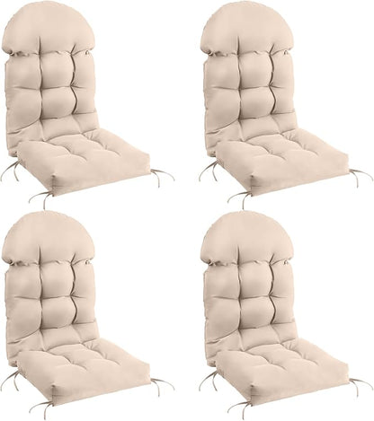 FUNBERRY Patio Chair Cushions Set of 4, Thicken Comfy Cushions for Rocker Non Slip Fade Shield Waterproof High Back with Ties