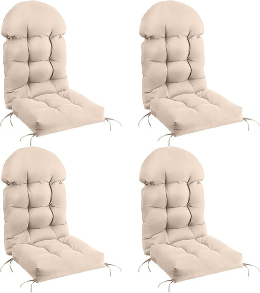 FUNBERRY Patio Chair Cushions Set of 4, Thicken Comfy Cushions for Rocker Non Slip Fade Shield Waterproof High Back with Ties