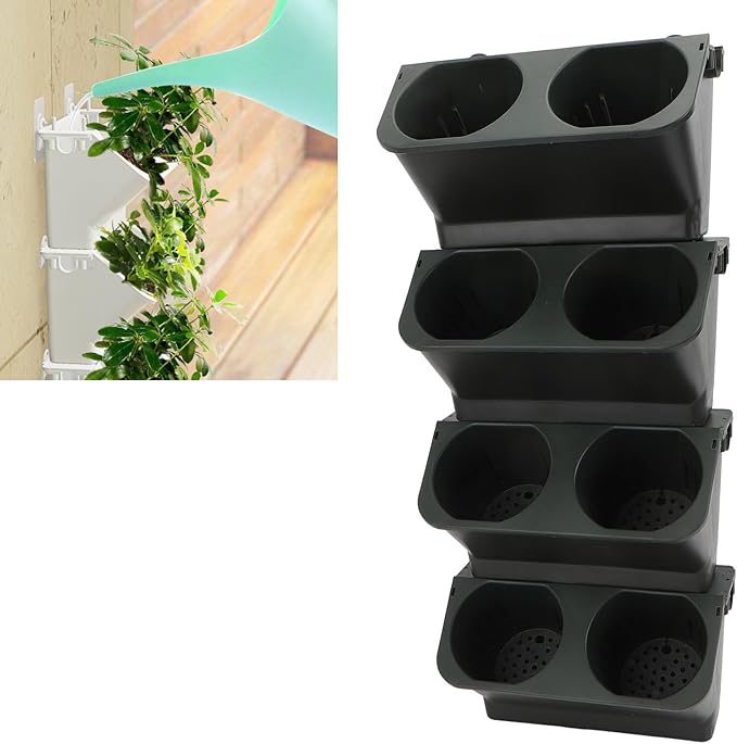 ciciglow Vertical Garden Planter, Hanging Planters for Indoor Outdoor Plants Wall Planter Boxs Vertical Garden Hanging Plant Holder for Railing, Balcony, Fence (Green Black)