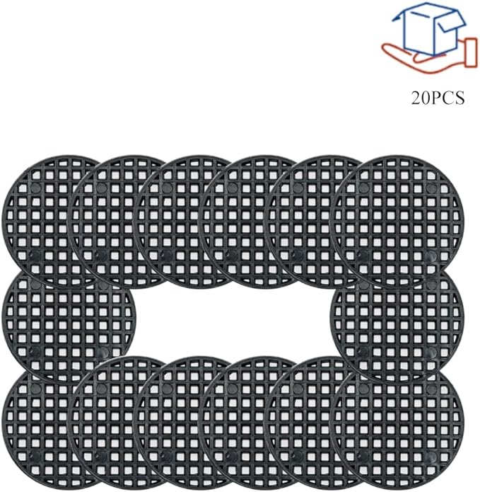 HAHIYO 20PCs 2.6Inch/6.5cm Black Round PP Plastic Flower Pot Hole Mesh Pad Bottom Grid Mat Bonsai Drainage mesh Hole Screens Gasket Prevent Soil Loss Breathable Gasket Drainage Netting for Bonsai