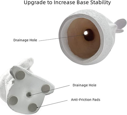 Handmade Face Flower Pots Standing Air Kiss Head Planter Pot for Trailing Plants Cute Succulent Planter Resin Planters Funny Face Planters with Anti-Friction Pads White 1Pack