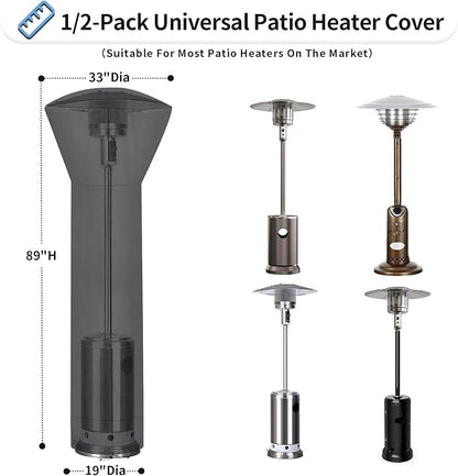 OutdoorLines Waterproof Outdoor Patio Heater Covers with Zipper and Storage Bag, Dust-proof UV-Resistant Windproof Propane Heavy Duty Heater Cover for Standing Heater, 2 Packs-89Hx33Dx19B inch Black