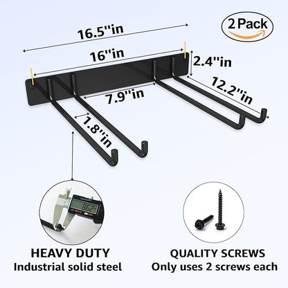 YYR Folding Chair Storage Rack, Garden Tool & Foldable Chairs Organizer Hangers for Garage Organization, Lawn, Beach, Camping, Yard Chairs Hooks Wall Mount, Soild Metal Max Load 240 LBS - 2 Pack
