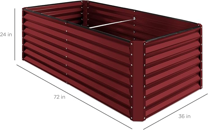 Best Choice Products 6x3x2ft Outdoor Metal Raised Garden Bed, Deep Root Box Planter for Vegetables, Flowers, Herbs, and Succulents w/ 269 Gallon Capacity - Royal Red