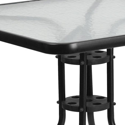 Flash Furniture Barker 31.5" Square Indoor/Outdoor Tempered Glass Metal Frame Side Table