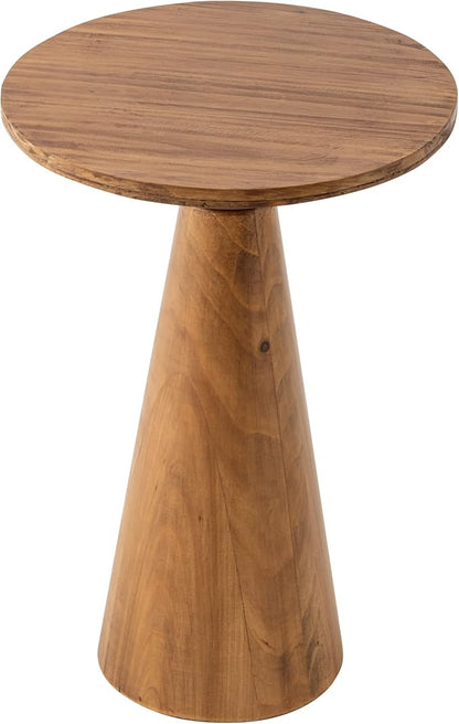 COZAYH Small Pedestal End Table Round Farmhouse Martini Table Wood Plant Stand Rustic Drink Table for Small Space Living Room, Walnut
