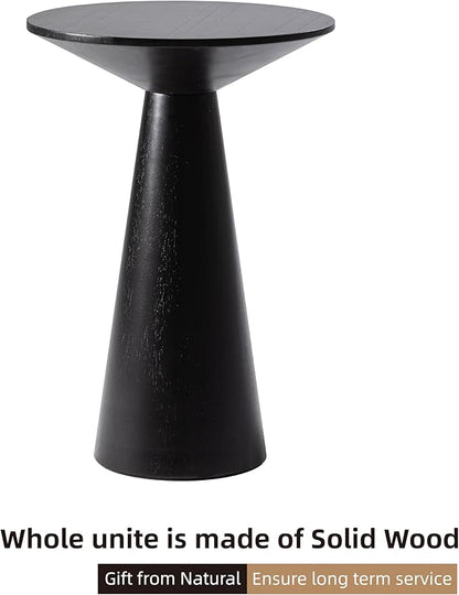 COZAYH Farmhouse Pedestal Small End Table Round Martini Table Wood Plant Stand Rustic Drink Table for Small Space Living Room, Bedroom, Black