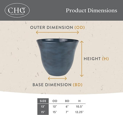 Classic Home and Garden by Growscape Honeysuckle Resin Planters - Lightweight Indoor & Outdoor Plant Pots - UV-Resistant Plastic Flower Pots - Pot Planters for Flowers & Herbs (15" Zinc Grey)