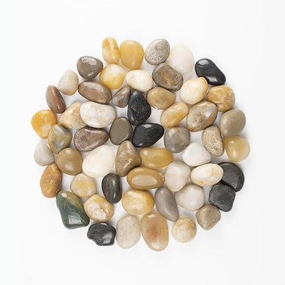 20lbs 0.5-1 Inch River Rocks, Decorative Mixed Pebbles for Garden Landscaping, Indoor Plants, Fish Tanks, Vases, and Succulents – Ideal for Home Decoration and Outdoor Gardens (Mixed, Weight: 20 LB)