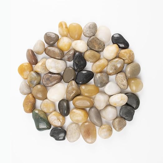 20lbs 0.5-1 Inch River Rocks, Decorative Mixed Pebbles for Garden Landscaping, Indoor Plants, Fish Tanks, Vases, and Succulents – Ideal for Home Decoration and Outdoor Gardens (Mixed, Weight: 20 LB)