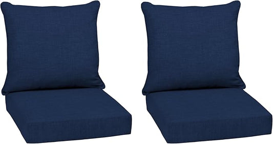 Arden Outdoor Deep Seat Cushion Set (2-Pack), 22 in x 24 in, Weather-Proof, Rain-Proof, Fade Resistant Patio Cushion for Chair, Sofa, and Couch Sapphire Blue Leala