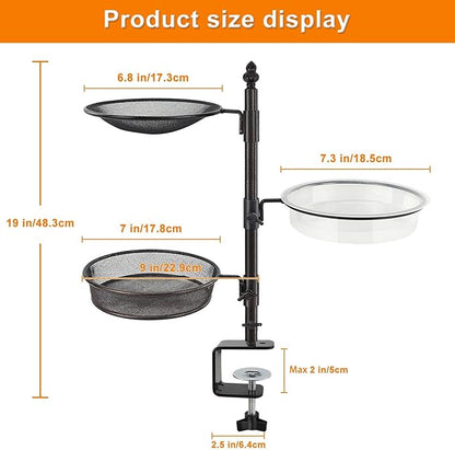 Balcony & Porch Deck Railing Bird Feeder - 3 Tray, Bath Spa, Great for Attracting Wild Bird