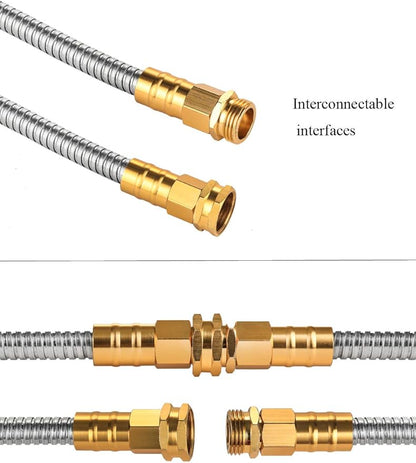 Rosy Earth Expandable Metal Garden Hose 75 FT - 304 Stainless Steel Water Hose 75 FT - Heavy Duty non Kinking Flexible Garden Hose, no Bite