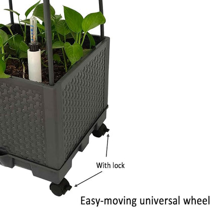 Movable Raised Garden Bed Tomato Planter Box with Trellis and Universal Wheel Self-Watering Garden Beds Outdoor for Vegetables 2-Pack