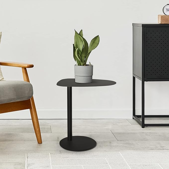 C Table End Table,Tray Metal Sofa Side Table, Accent Coffee, Waterproof and Anti-Rust Outdoor&Indoor Snack, Black (Model A)