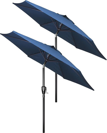 Simple Deluxe 2 Pack 7.5' Patio Umbrella Outdoor Table Market Yard Umbrella with 6 Sturdy Ribs for Backyard, Pool, Garden, Deck, Blue
