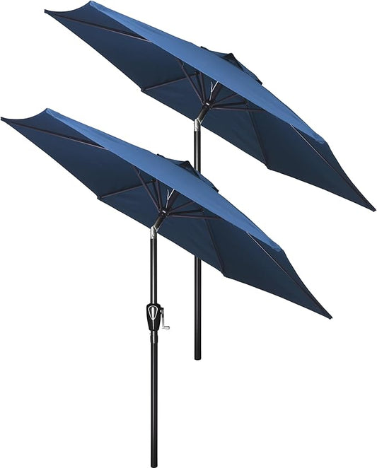 Simple Deluxe 2 Pack 7.5' Patio Umbrella Outdoor Table Market Yard Umbrella with 6 Sturdy Ribs for Backyard, Pool, Garden, Deck, Blue