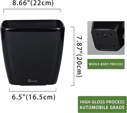 Dexceder 9x8 Self Watering Planter Indoor Outdoor, Inner Mat Design, Thickened Table Flower Plant Pot with Water Level Indicator (Black High Gloss)