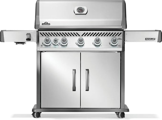 Napoleon Rogue PRO 625 Propane Gas Grill with Infrared Side Burner, Stainless Steel, Durable 6-Burner Gas BBQ