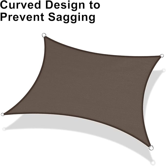 LOVE STORY 6.5' x 10' Brown Sun Shade Sail Rectangle UV Block Shade Canopy Sunshade for Patio Garden Backyard (We Make Custom Size)