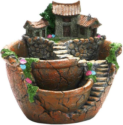 Fairy Garden Pot, Creative Plants Pot Succulent Plants Pot with Sweet House Flower Basket Planter Pot Garden Decoration