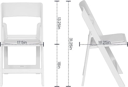Flash Furniture Hercules Tucker Commercial White Resin Folding Chair - Lightweight, Vinyl Padded Removable Seat, Indoor Outdoor Use, Event & Wedding Ready