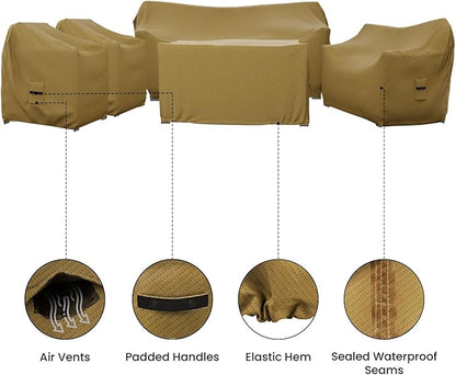 Covers & All Patio Furniture Cover, 5 Piece Outdoor Furniture Covers, Water-Repellent UV & Weather-Resistant Covers for Sofa, Loveseat, Chairs & Coffee Table