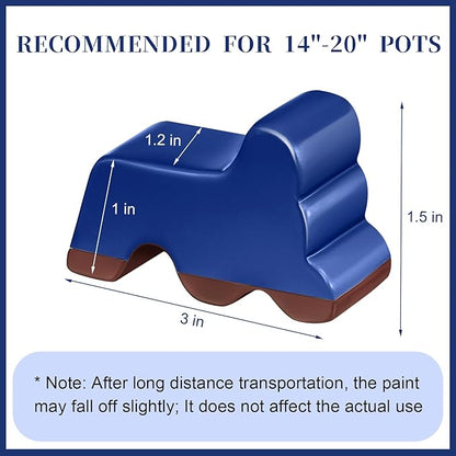 Kigeli 12 Pcs Resin Pot Feet for Outdoor Planters 3 Inch Long 1.5 Inch Tall Flower Handmade Elevator Plant Feet Frost Proof Lifter for 14-20 in Pot(Royal Blue)