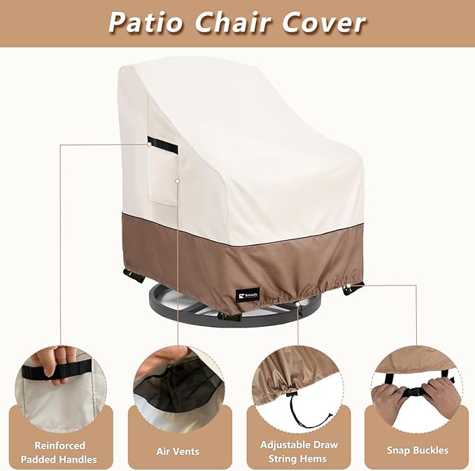 Patio Chair Covers Waterproof Outdoor Furniture Cover, All-Weather Protection Outdoor Lawn Patio Furniture Covers 4 Pack for 30" W x 33" D x 32" H, Beige