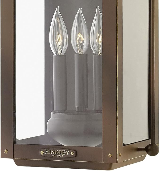 Hinkley Anchorage Large Wall Mount Outdoor Lantern - Aluminum, Clear Glass, Arched Carriage Handle, LED Included - Light Oiled Bronze Finish