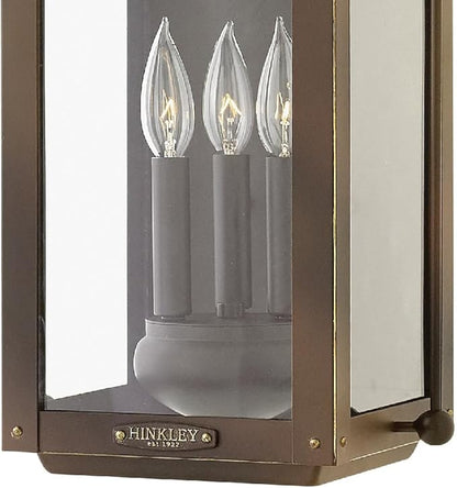 Hinkley Anchorage Large Wall Mount Outdoor Lantern - Aluminum, Clear Glass, Arched Carriage Handle, LED Included - Light Oiled Bronze Finish
