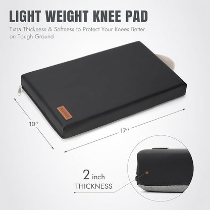 HappyPicnic Waterproof Garden Kneeling Pad - 2" Thick Soft Foam Kneeling Mat for Gardeners with Handle & Removable Cover, Knee Support for Bathing, Black