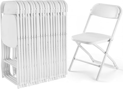 DUMOS Folding Chairs Sets of 20, 330lbs Plastic Stackable Portable Patio Dining Sets, Fold Up for Indoor Outdoor, Camping, Garden, Party, Meeting (White)