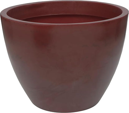 31.5" Wide Planter | Eco-Friendly Round Planter for Indoor or Outdoor Deck/Porch | Durable All-Weather Use Modern Pot for Trees, Flowers, Plants - Marbled Red