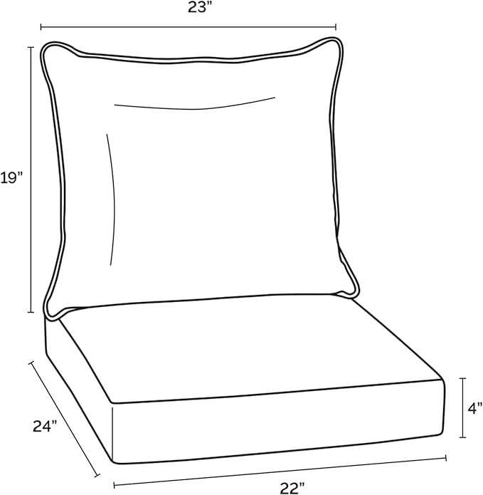 Arden Outdoor Foam Deep Seat Cushion (2-Pack), 22x24, Premium High-Density Foam, Never Flattens, Weather-Proof for Patio Chair Sofa Couch, Aqua Leala